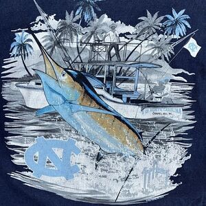 Guy Harvey North Carolina UNC Tar Heels chapel hill NC sailfish t shirt XL worn